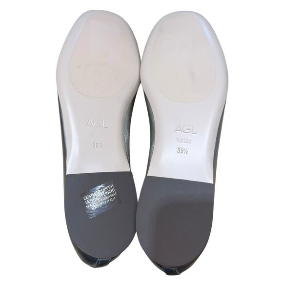 New AGL Silver Metallic Leather Round Toe Ballet Flats‎ Shoes Size 39.5 - Picture 9 of 11